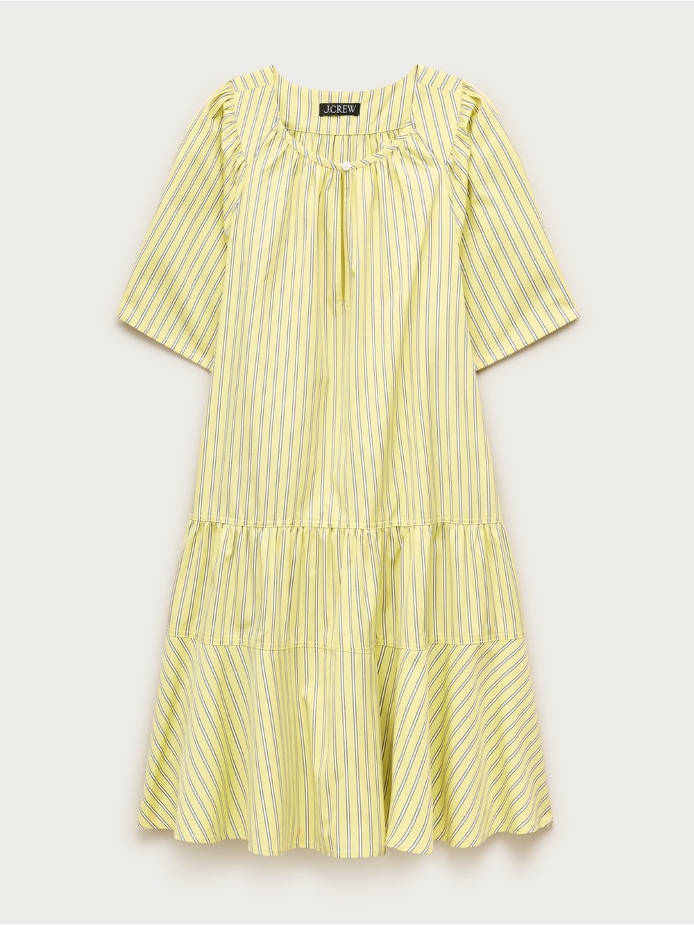 J.Crew NWT Yellow Stripe Tiered Short Sleeve Dress